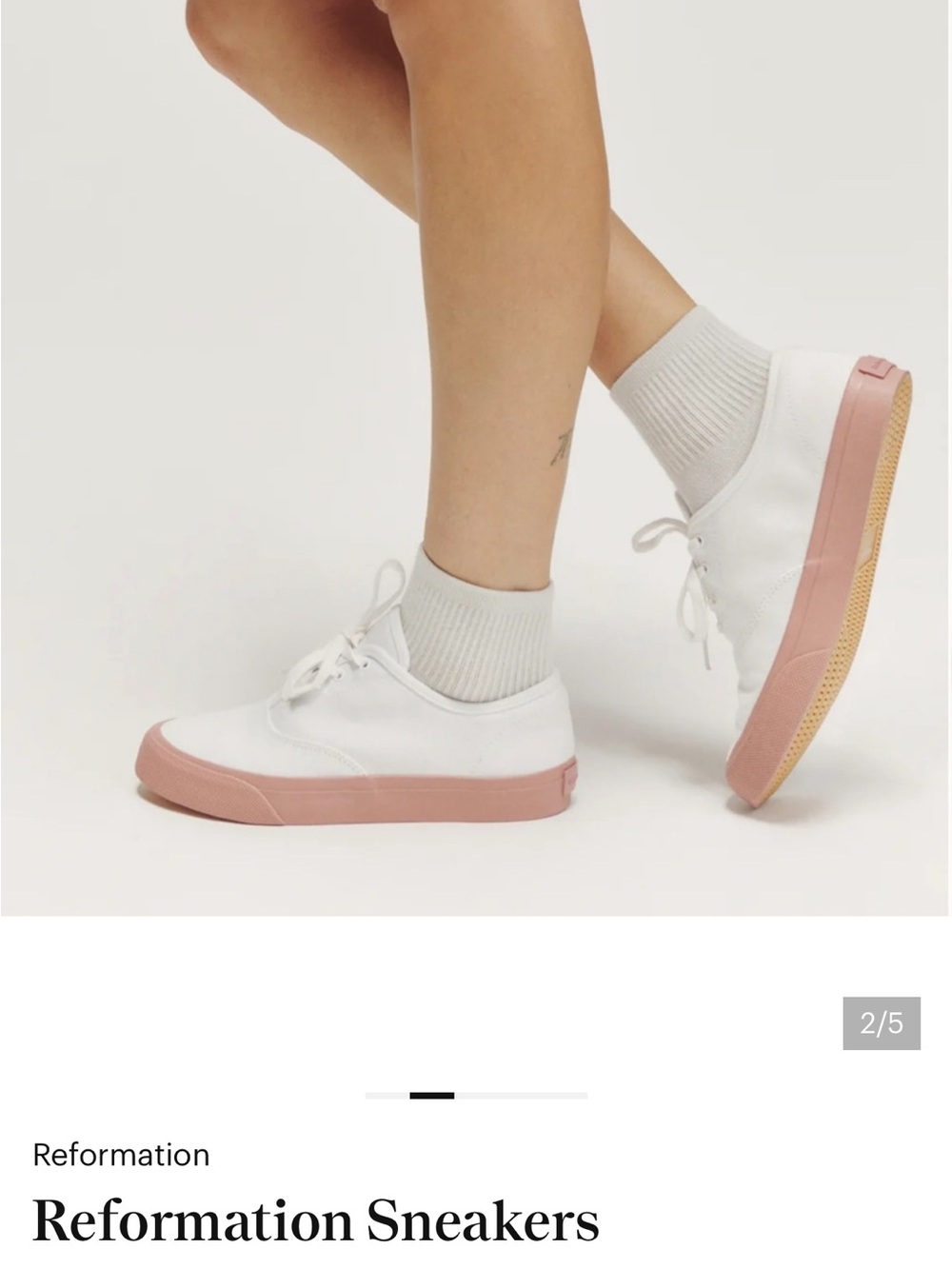 Reformation White Canvas Sneakers with Blush Pink Sole size 11
